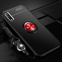 Custodia Silicone Ultra Sottile Morbida Cover con Magnetico Anello Supporto A03 per Huawei P Smart Z (2019) Rosso e Nero