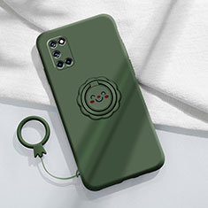 Custodia Silicone Ultra Sottile Morbida Cover con Magnetico Anello Supporto A03 per Oppo A92 Verde