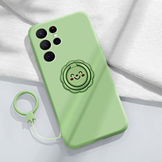 Custodia Silicone Ultra Sottile Morbida Cover con Magnetico Anello Supporto A03 per Samsung Galaxy S22 Ultra 5G Verde Pastello