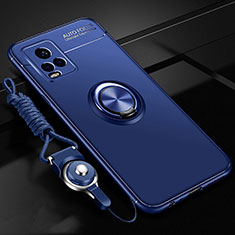 Custodia Silicone Ultra Sottile Morbida Cover con Magnetico Anello Supporto A03 per Vivo V20 Pro 5G Blu