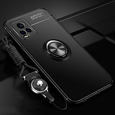 Custodia Silicone Ultra Sottile Morbida Cover con Magnetico Anello Supporto A03 per Vivo V20 Pro 5G Nero