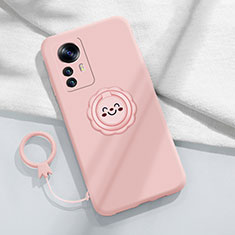 Custodia Silicone Ultra Sottile Morbida Cover con Magnetico Anello Supporto A03 per Xiaomi Mi 12S 5G Rosa