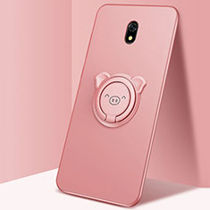 Custodia Silicone Ultra Sottile Morbida Cover con Magnetico Anello Supporto A03 per Xiaomi Redmi 8A Oro Rosa