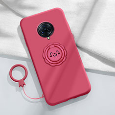 Custodia Silicone Ultra Sottile Morbida Cover con Magnetico Anello Supporto A04 per Vivo Nex 3 Rosso Rosa