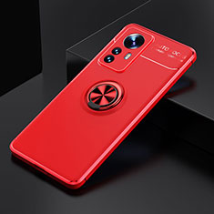 Custodia Silicone Ultra Sottile Morbida Cover con Magnetico Anello Supporto A04 per Xiaomi Mi 12S 5G Rosso