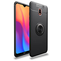 Custodia Silicone Ultra Sottile Morbida Cover con Magnetico Anello Supporto A04 per Xiaomi Redmi 8A Nero