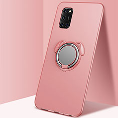 Custodia Silicone Ultra Sottile Morbida Cover con Magnetico Anello Supporto A05 per Oppo A52 Oro Rosa