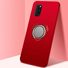 Custodia Silicone Ultra Sottile Morbida Cover con Magnetico Anello Supporto A05 per Oppo A52 Rosso