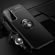 Custodia Silicone Ultra Sottile Morbida Cover con Magnetico Anello Supporto A05 per Samsung Galaxy S21 Plus 5G Nero