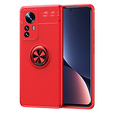 Custodia Silicone Ultra Sottile Morbida Cover con Magnetico Anello Supporto A05 per Xiaomi Mi 12 Pro 5G Rosso