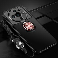 Custodia Silicone Ultra Sottile Morbida Cover con Magnetico Anello Supporto A05 per Xiaomi Mi 12S Ultra 5G Oro