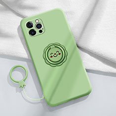 Custodia Silicone Ultra Sottile Morbida Cover con Magnetico Anello Supporto A06 per Apple iPhone 15 Pro Verde