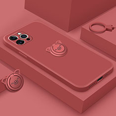 Custodia Silicone Ultra Sottile Morbida Cover con Magnetico Anello Supporto A07 per Apple iPhone 13 Pro Max Rosso