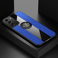 Custodia Silicone Ultra Sottile Morbida Cover con Magnetico Anello Supporto A07 per Samsung Galaxy S21 FE 5G Blu