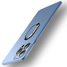 Custodia Silicone Ultra Sottile Morbida Cover con Magnetico Anello Supporto A09 per Apple iPhone 15 Pro Cielo Blu