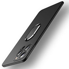 Custodia Silicone Ultra Sottile Morbida Cover con Magnetico Anello Supporto A09 per Apple iPhone 15 Pro Max Nero
