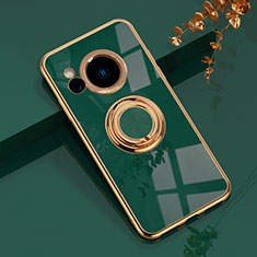 Custodia Silicone Ultra Sottile Morbida Cover con Magnetico Anello Supporto AN1 per Sharp Aquos R8s Verde