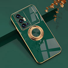 Custodia Silicone Ultra Sottile Morbida Cover con Magnetico Anello Supporto AN1 per Vivo X70 Pro+ Plus 5G Verde