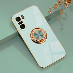Custodia Silicone Ultra Sottile Morbida Cover con Magnetico Anello Supporto AN1 per Xiaomi Mi 11i 5G Verde Pastello