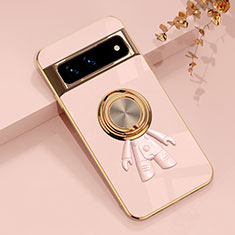 Custodia Silicone Ultra Sottile Morbida Cover con Magnetico Anello Supporto AN2 per Google Pixel 7 Pro 5G Oro Rosa