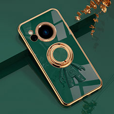 Custodia Silicone Ultra Sottile Morbida Cover con Magnetico Anello Supporto AN2 per Sharp Aquos R8 Verde