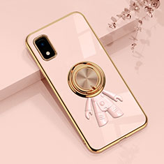 Custodia Silicone Ultra Sottile Morbida Cover con Magnetico Anello Supporto AN2 per Sharp Aquos wish3 Oro Rosa