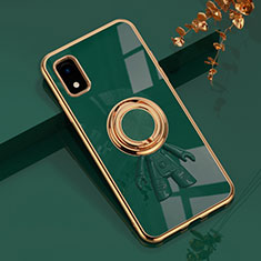 Custodia Silicone Ultra Sottile Morbida Cover con Magnetico Anello Supporto AN2 per Sharp Aquos wish3 Verde