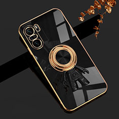 Custodia Silicone Ultra Sottile Morbida Cover con Magnetico Anello Supporto AN2 per Xiaomi Mi 11i 5G Nero