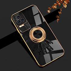 Custodia Silicone Ultra Sottile Morbida Cover con Magnetico Anello Supporto AN2 per Xiaomi Poco F4 5G Nero