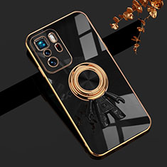 Custodia Silicone Ultra Sottile Morbida Cover con Magnetico Anello Supporto AN2 per Xiaomi Redmi Note 10 Pro 5G Nero