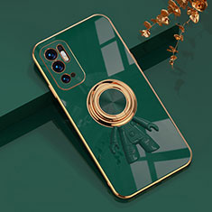 Custodia Silicone Ultra Sottile Morbida Cover con Magnetico Anello Supporto AN2 per Xiaomi Redmi Note 10T 5G Verde