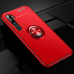 Custodia Silicone Ultra Sottile Morbida Cover con Magnetico Anello Supporto D02 per Xiaomi Mi Note 10 Pro Rosso