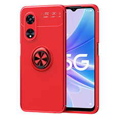 Custodia Silicone Ultra Sottile Morbida Cover con Magnetico Anello Supporto JM1 per Oppo A1 5G Rosso