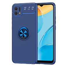 Custodia Silicone Ultra Sottile Morbida Cover con Magnetico Anello Supporto JM1 per Oppo A16e Blu