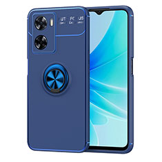 Custodia Silicone Ultra Sottile Morbida Cover con Magnetico Anello Supporto JM1 per Oppo A77s Blu