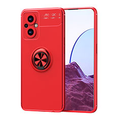 Custodia Silicone Ultra Sottile Morbida Cover con Magnetico Anello Supporto JM1 per Oppo A96 5G Rosso