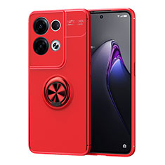 Custodia Silicone Ultra Sottile Morbida Cover con Magnetico Anello Supporto JM1 per Oppo Reno8 Pro+ Plus 5G Rosso