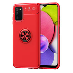 Custodia Silicone Ultra Sottile Morbida Cover con Magnetico Anello Supporto JM1 per Samsung Galaxy A03s Rosso