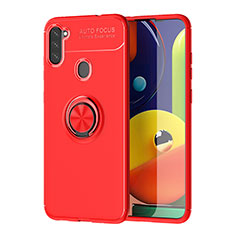 Custodia Silicone Ultra Sottile Morbida Cover con Magnetico Anello Supporto JM1 per Samsung Galaxy A11 Rosso