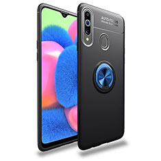 Custodia Silicone Ultra Sottile Morbida Cover con Magnetico Anello Supporto JM1 per Samsung Galaxy A20s Blu e Nero