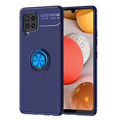 Custodia Silicone Ultra Sottile Morbida Cover con Magnetico Anello Supporto JM1 per Samsung Galaxy A42 5G Blu