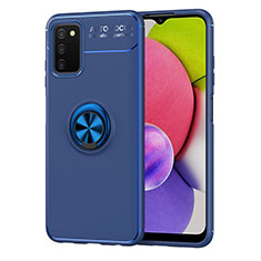 Custodia Silicone Ultra Sottile Morbida Cover con Magnetico Anello Supporto JM1 per Samsung Galaxy F02S SM-E025F Blu