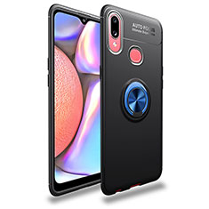 Custodia Silicone Ultra Sottile Morbida Cover con Magnetico Anello Supporto JM1 per Samsung Galaxy M01s Blu e Nero
