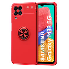 Custodia Silicone Ultra Sottile Morbida Cover con Magnetico Anello Supporto JM1 per Samsung Galaxy M33 5G Rosso