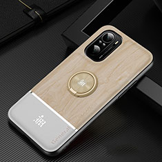 Custodia Silicone Ultra Sottile Morbida Cover con Magnetico Anello Supporto JM1 per Xiaomi Mi 11i 5G Oro