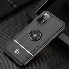 Custodia Silicone Ultra Sottile Morbida Cover con Magnetico Anello Supporto JM1 per Xiaomi Redmi 9 Power Nero