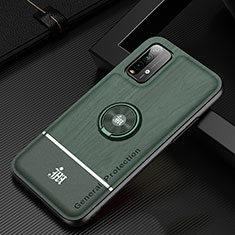 Custodia Silicone Ultra Sottile Morbida Cover con Magnetico Anello Supporto JM1 per Xiaomi Redmi 9 Power Verde