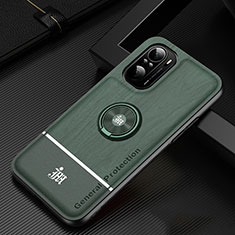 Custodia Silicone Ultra Sottile Morbida Cover con Magnetico Anello Supporto JM1 per Xiaomi Redmi K40 5G Verde