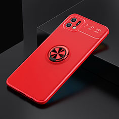 Custodia Silicone Ultra Sottile Morbida Cover con Magnetico Anello Supporto JM2 per Oppo A16K Rosso