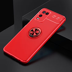 Custodia Silicone Ultra Sottile Morbida Cover con Magnetico Anello Supporto JM2 per Oppo A54 4G Rosso